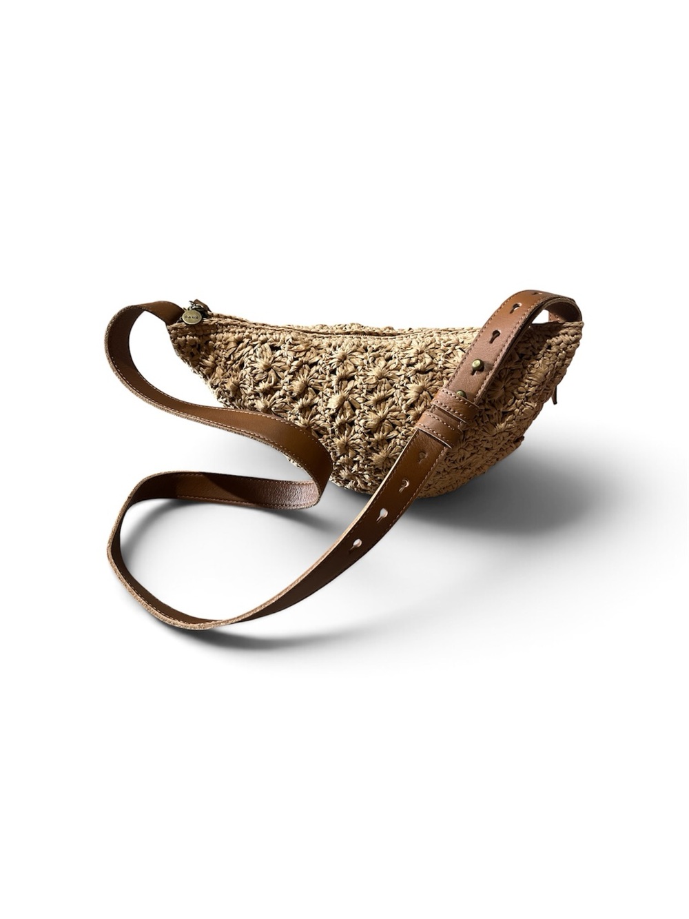 The Sak Woven Straw Sling with Brown Leather Strap - Picture 5 of 8